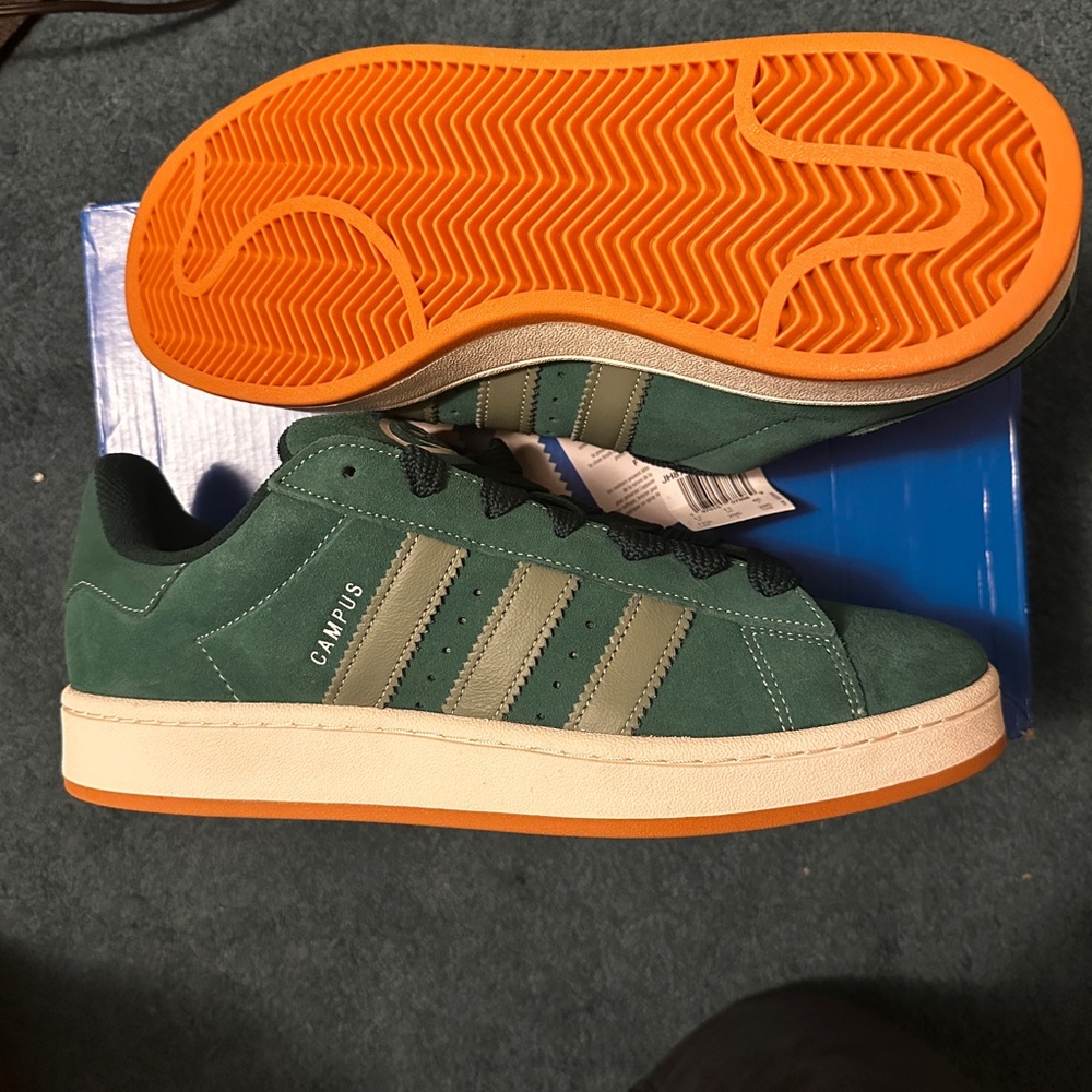 Adidas Campus Green and Silver